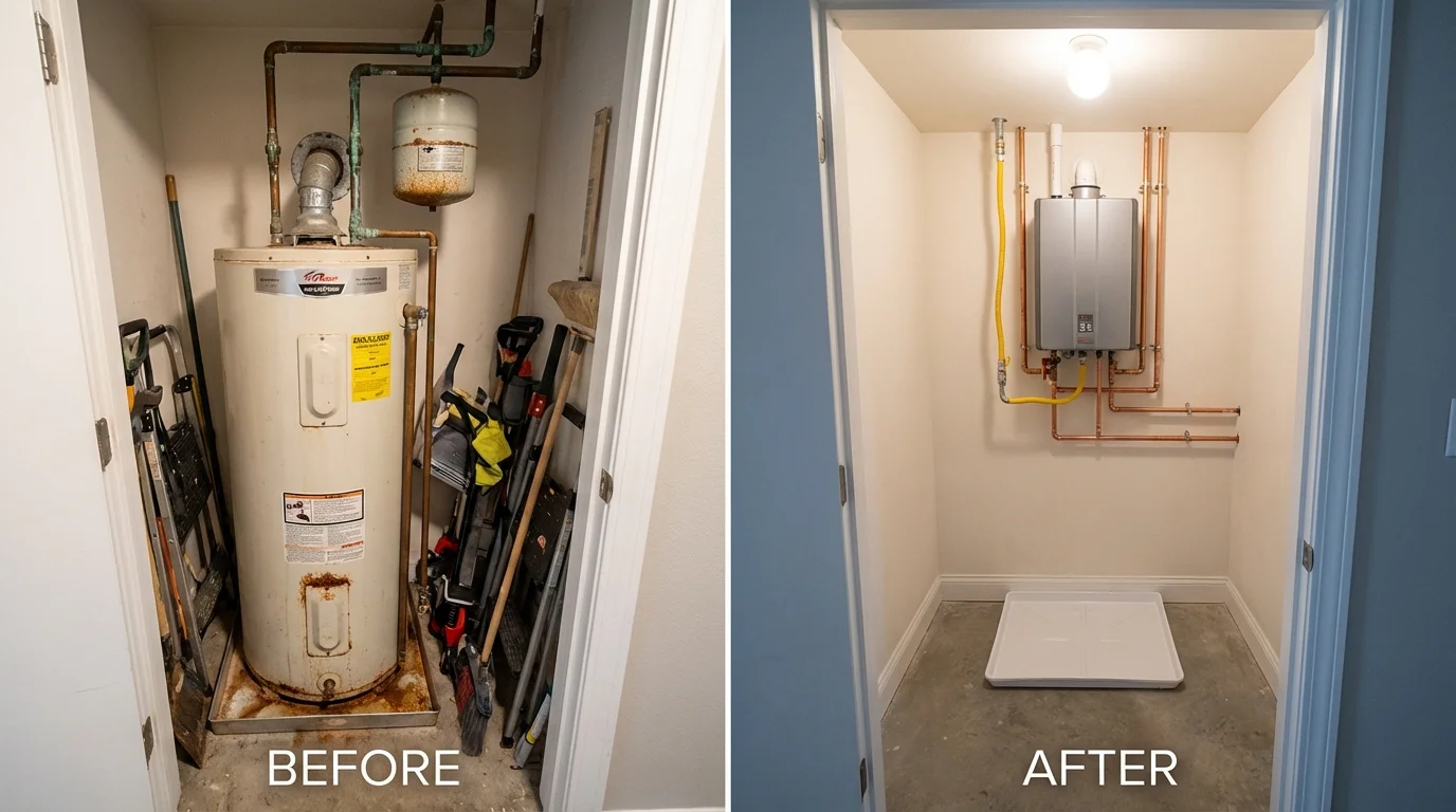 Tank water heater versus wall-mounted tankless unit comparison for Trion, GA homeowners