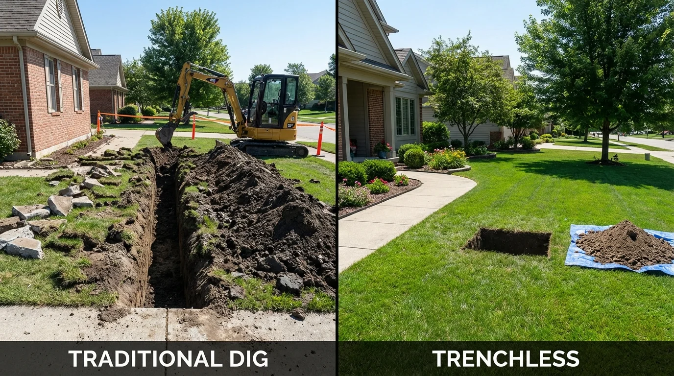 Trenchless sewer repair with minimal yard damage versus traditional excavation in Trion, GA